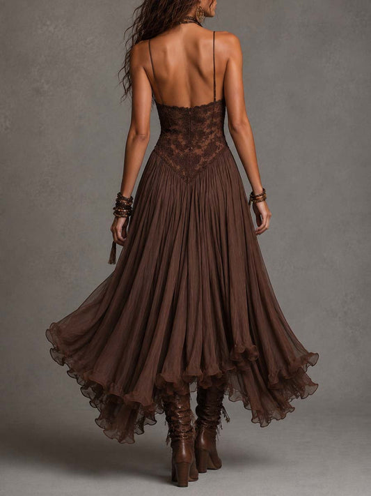Abito Elegante in Pizzo e Chiffon