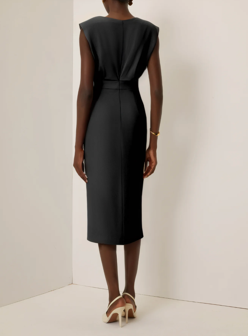 Sophie - Elegante Abito midi aderente con bottoni dorati