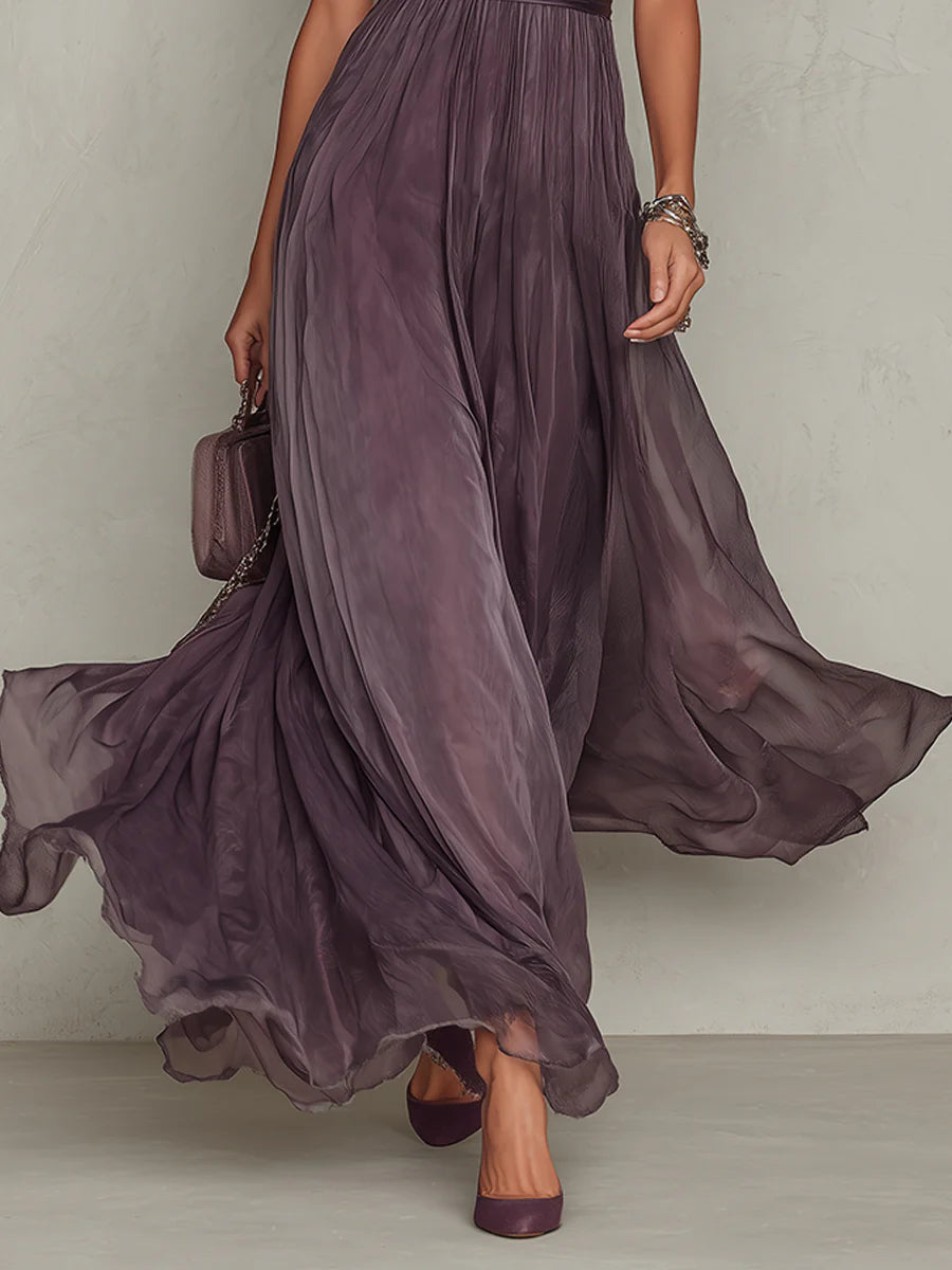 Ashley - Elegante Vestito maxi in chiffon vintage