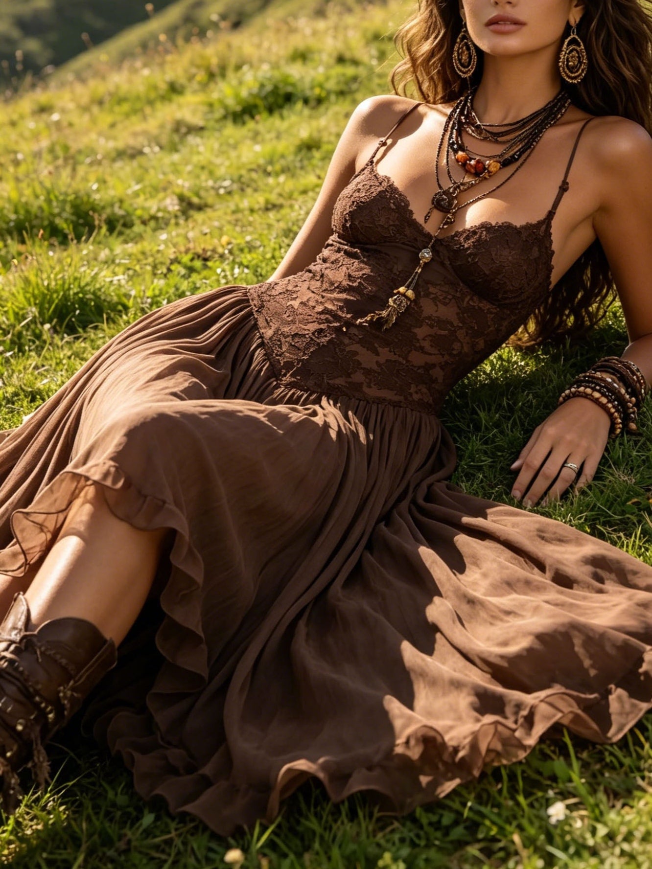 Abito Elegante in Pizzo e Chiffon