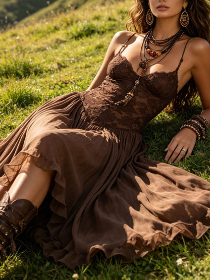 Abito Elegante in Pizzo e Chiffon