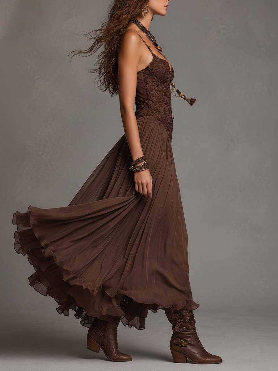 Abito Elegante in Pizzo e Chiffon