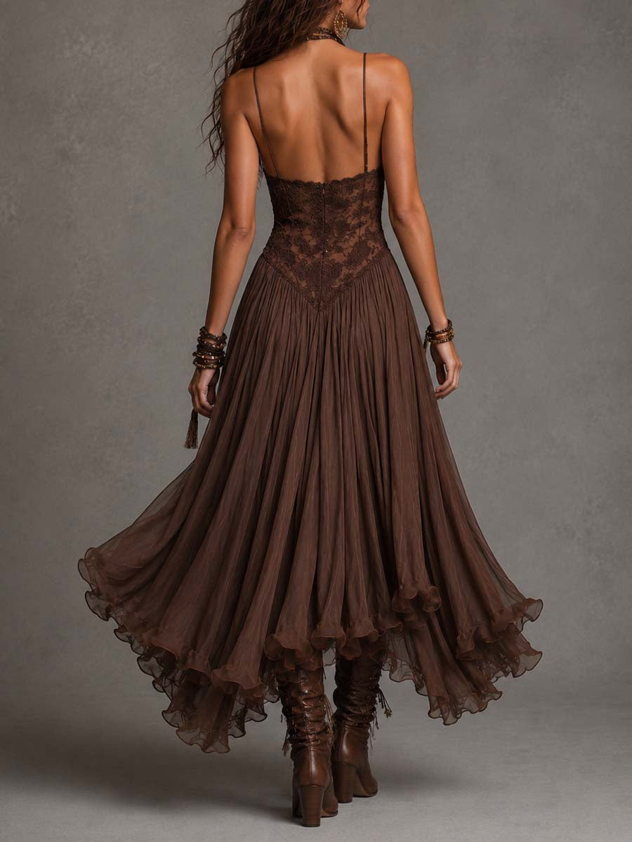 Abito Elegante in Pizzo e Chiffon