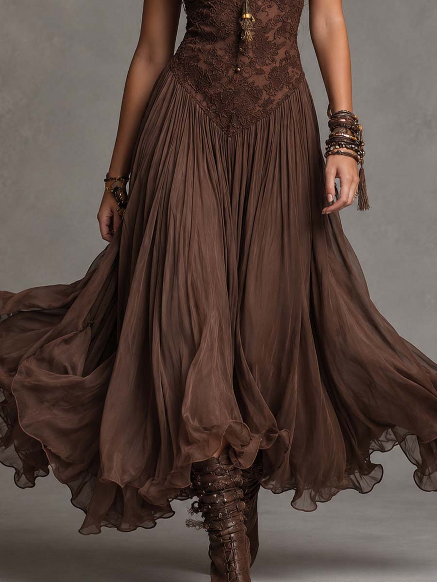 Abito Elegante in Pizzo e Chiffon