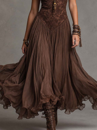 Abito Elegante in Pizzo e Chiffon