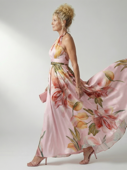 Amiel - Leggero Vestito Maxi Floreale