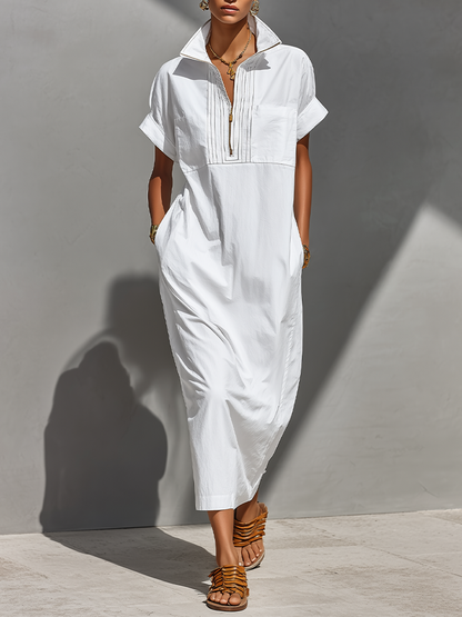Abito Camicia Maxi Bianco da Donna in 100% Cotone - Casual Senza Tempo