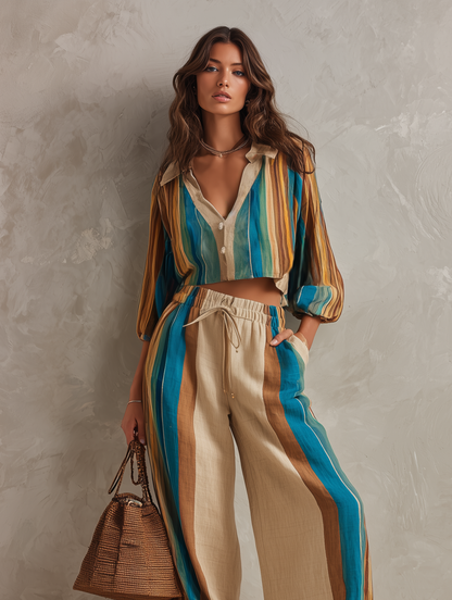 Top Woven Donna Casual a Maniche Lunghe