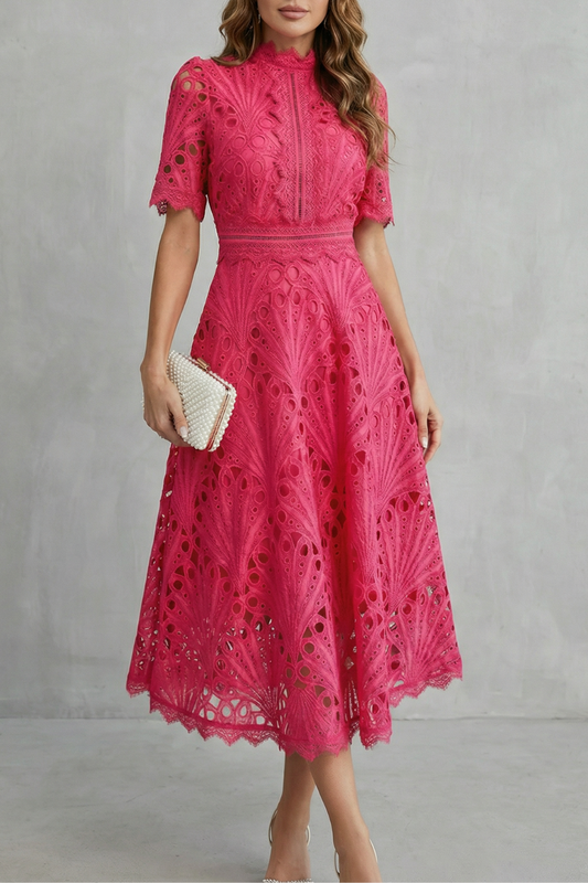 Abito Midi Elegante in Pizzo - Elegante