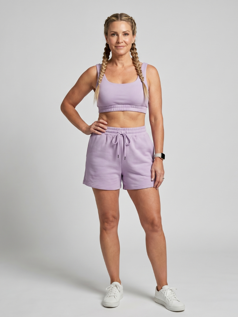 Lysem - Confortevole Top Corto Senza Maniche con Collo a Giro e Pantaloni Corti