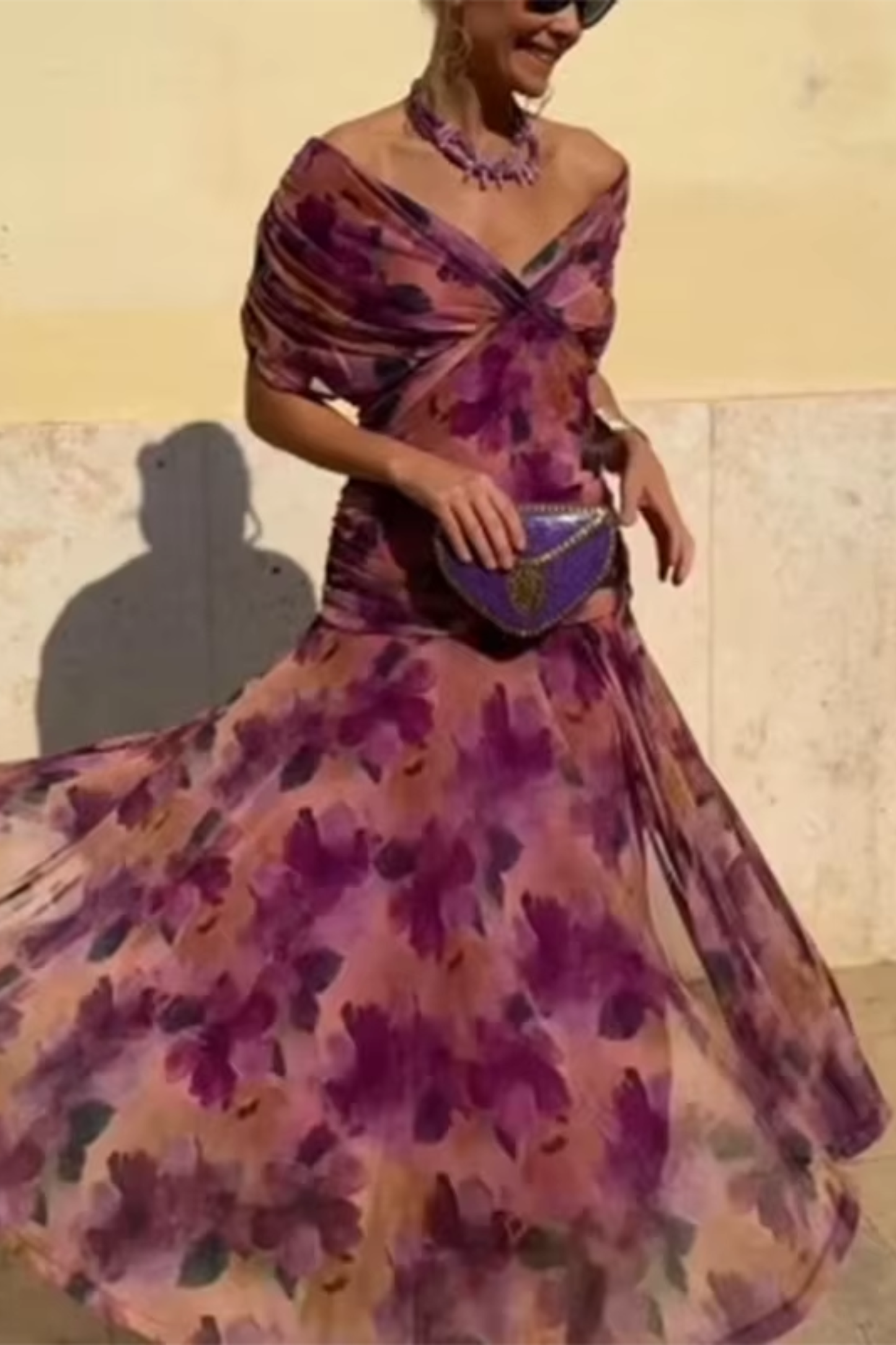 Louise | Elegante Abito Maxi da Festa con Collo a V