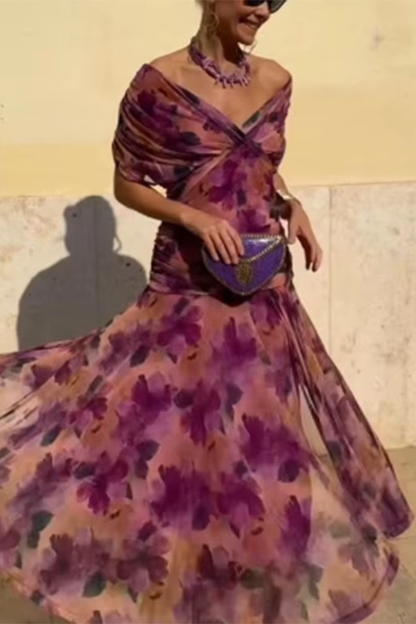Louise | Elegante Abito Maxi da Festa con Collo a V
