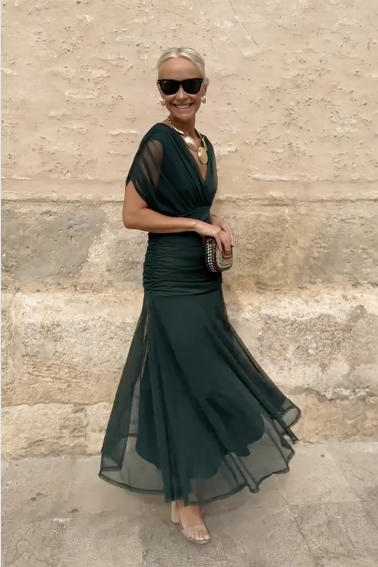 Louise | Elegante Abito Maxi da Festa con Collo a V