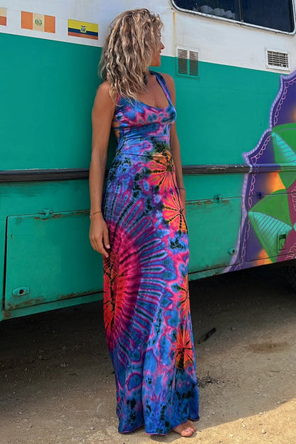 La Bamba - Comodo Abito Maxi Stretch con Stampa Tie-dye