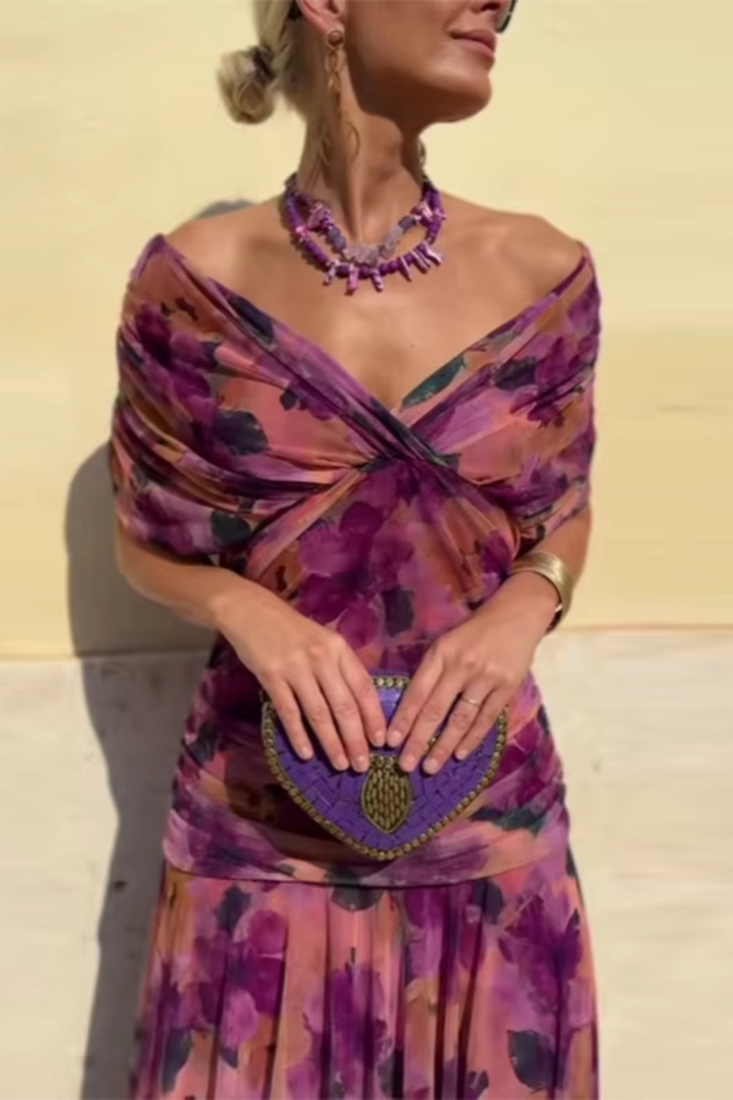 Louise | Elegante Abito Maxi da Festa con Collo a V