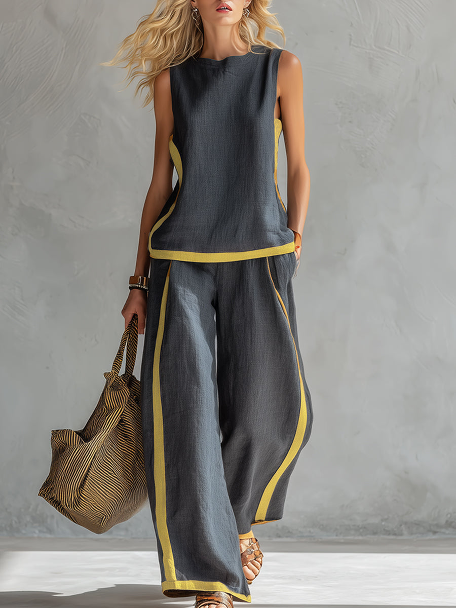 Alveria - Elegante Completo in Cotone e Lino