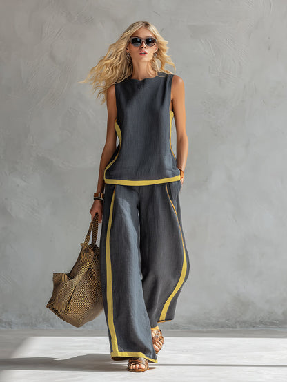 Alveria - Elegante Completo in Cotone e Lino
