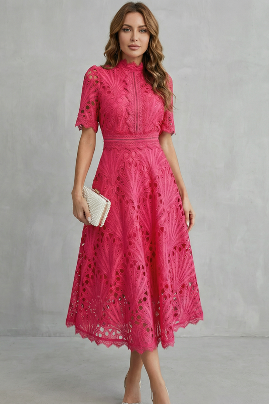 Abito Midi Elegante in Pizzo - Elegante
