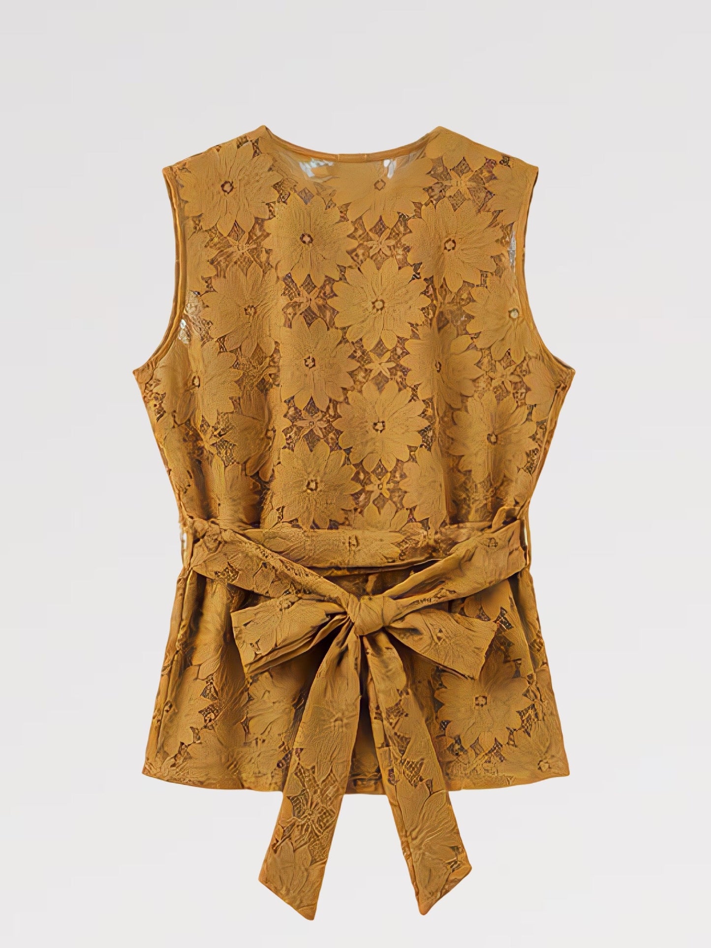 Lady First - Elegante Completo IRENE Smanicato Pizzo – Top con Nodo & Pantalone Palazzo