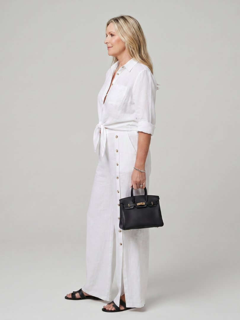 Maddelina - Leggero Set di Top con Maniche Lunghe e Pantaloni a Gamba Larga