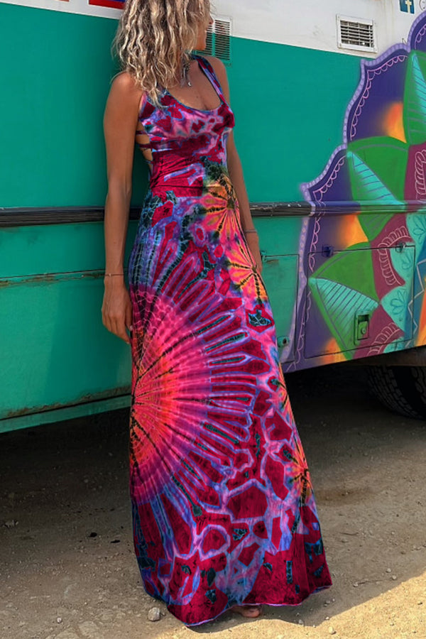 La Bamba - Comodo Abito Maxi Stretch con Stampa Tie-dye