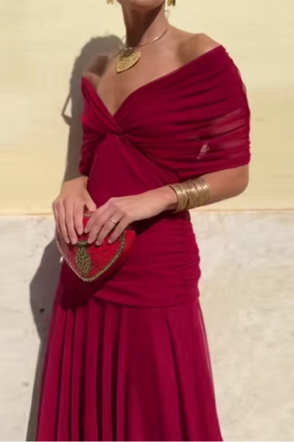 Louise | Elegante Abito Maxi da Festa con Collo a V