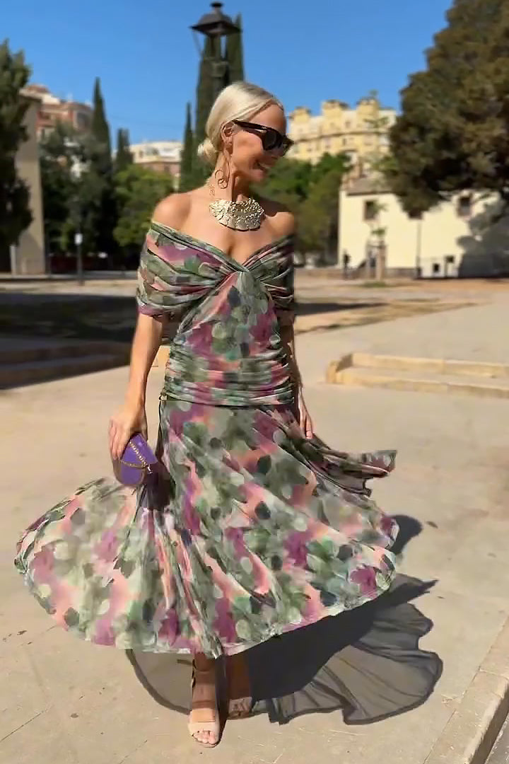 Louise | Elegante Abito Maxi da Festa con Collo a V