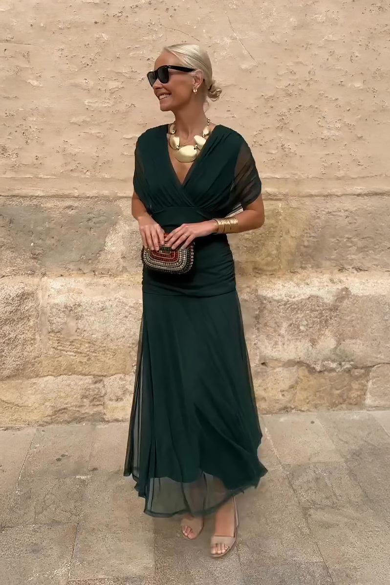 Louise | Elegante Abito Maxi da Festa con Collo a V