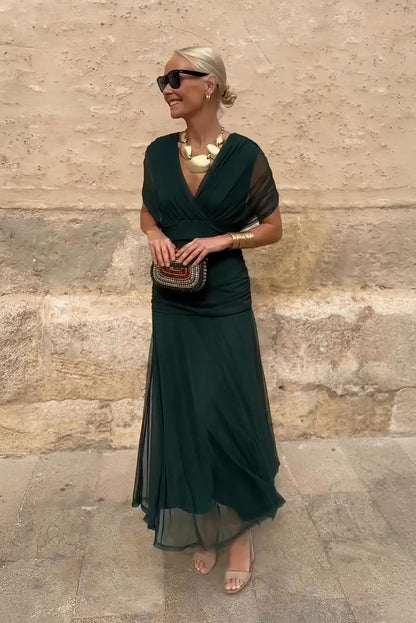 Louise | Elegante Abito Maxi da Festa con Collo a V