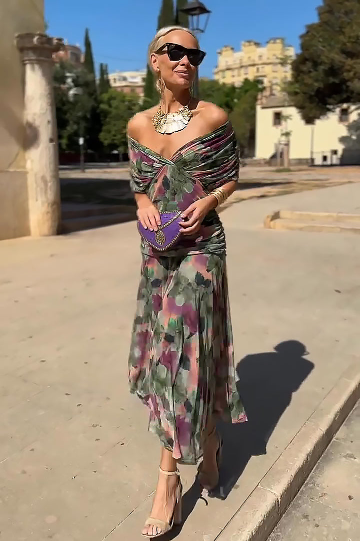 Louise | Elegante Abito Maxi da Festa con Collo a V