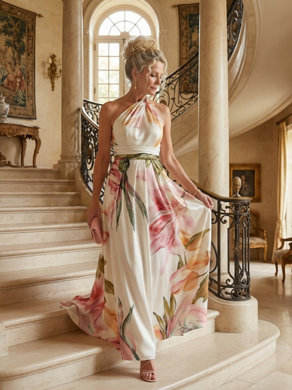 Amiel - Leggero Abito Maxi Floreale