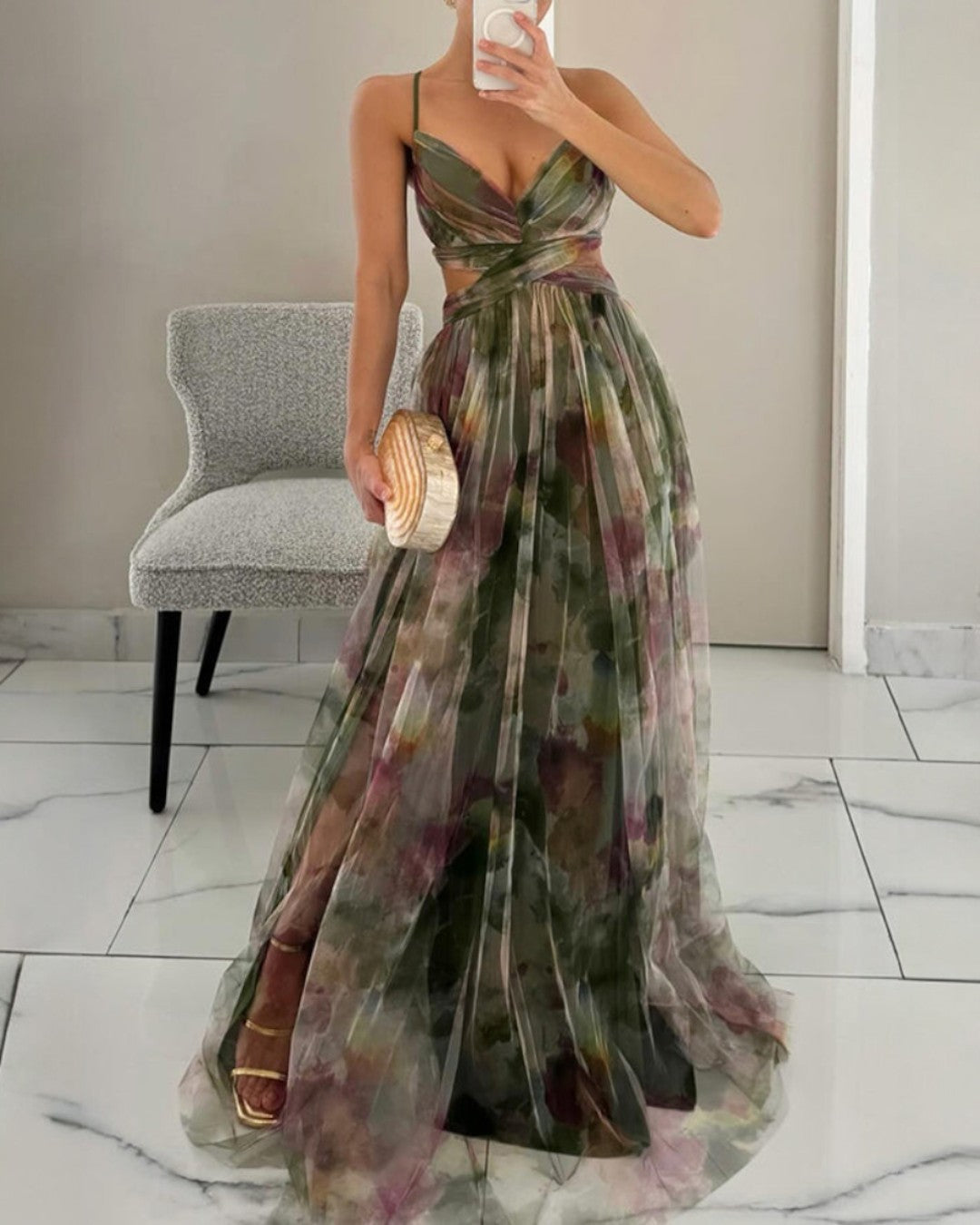 Alveria Milano| Incantevole Maxi Dress con Stampa Floreale