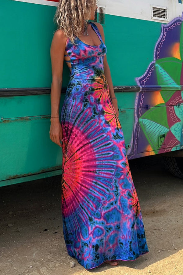 La Bamba - Comodo Abito Maxi Stretch con Stampa Tie-dye