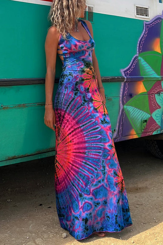 La Bamba - Comodo Abito Maxi Stretch con Stampa Tie-dye