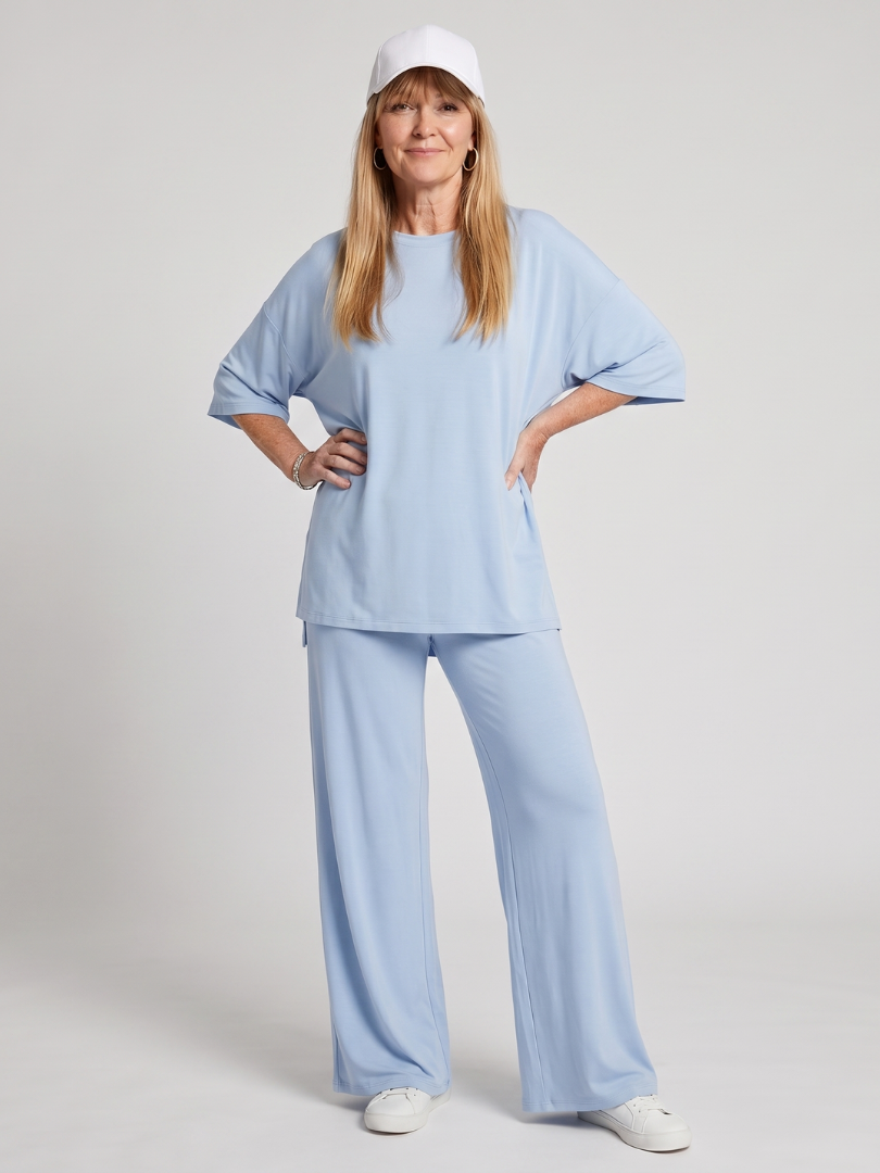 Ramse - Morbido Set di Top Oversized a Maniche Corte e Pantaloni a Gamba Larga