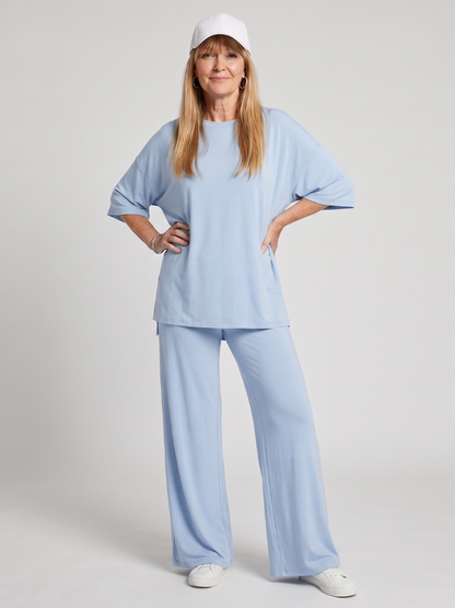 Ramse - Morbido Set di Top Oversized a Maniche Corte e Pantaloni a Gamba Larga