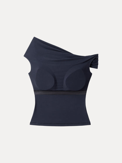 Set di 2 Pezzi Top Bra Multiuso & Gonna Midi A-line con Rouches - Set Versatile di Top e Gonna Midi A-line