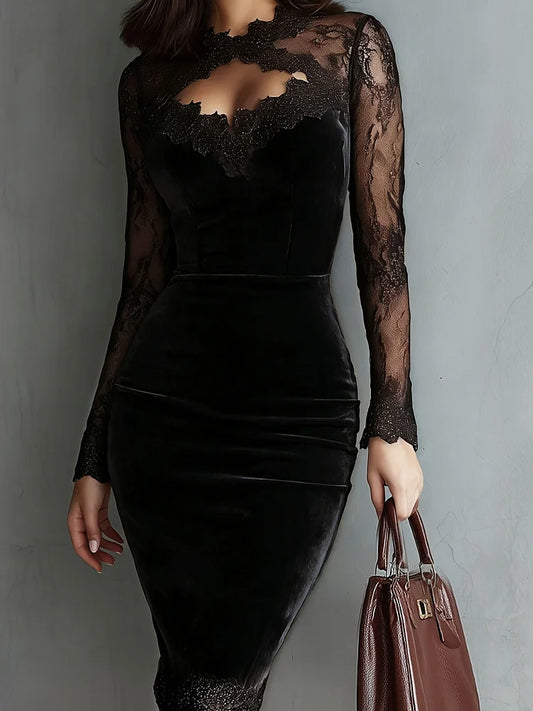 Vestito in Pizzo Sexy con Scollo a V