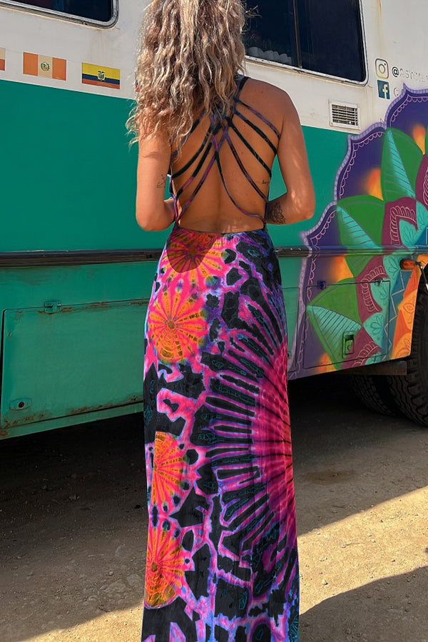 La Bamba - Comodo Abito Maxi Stretch con Stampa Tie-dye