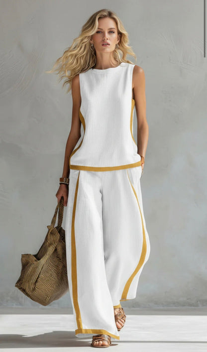 Alveria - Elegante Completo in Cotone e Lino