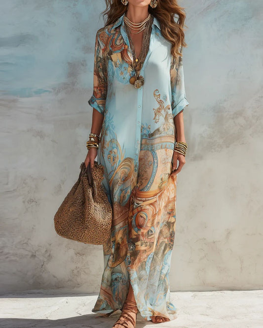 Abito Maxi Floreale in Stile Barocco - Elegante Abito