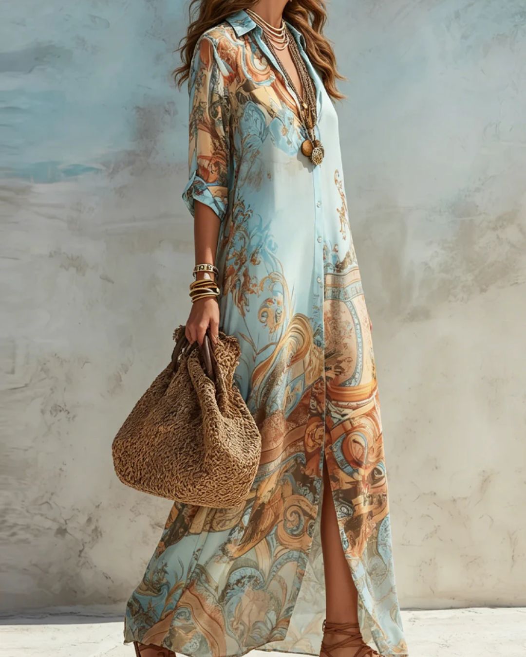 Abito Maxi Floreale in Stile Barocco - Elegante Abito