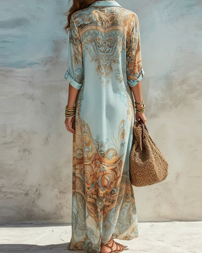 Abito Maxi Floreale in Stile Barocco - Elegante Abito