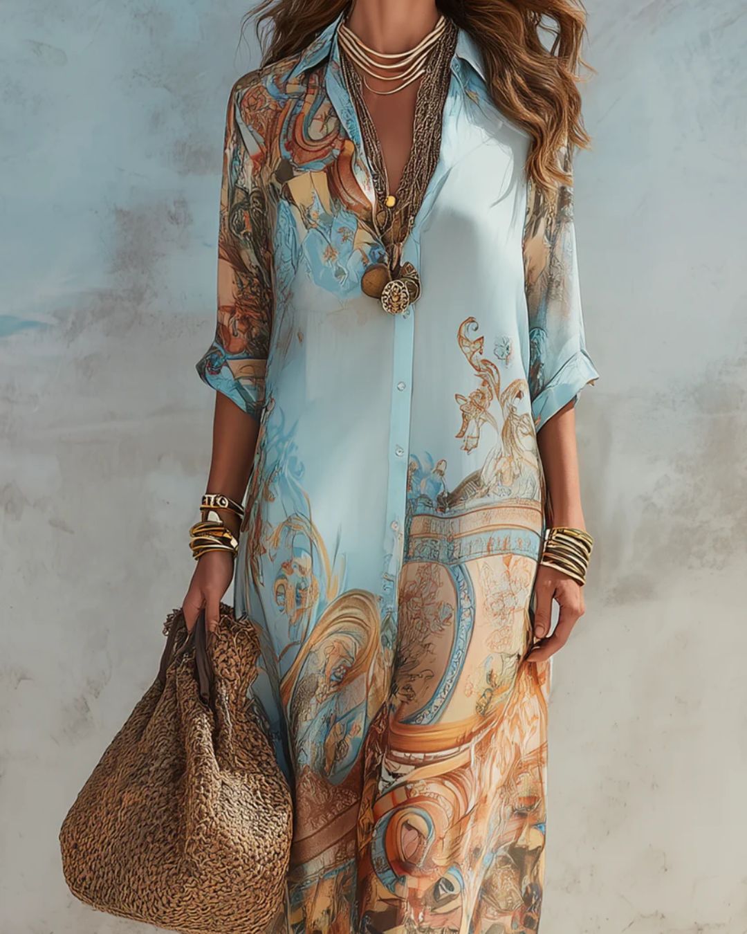 Abito Maxi Floreale in Stile Barocco - Elegante Abito