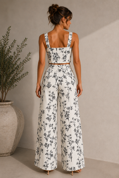 Completo Floreale Stile Mediterraneo - Elegante Completo di Due Pezzi