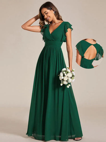 LILYANA | Abito chiffon elegante con volant