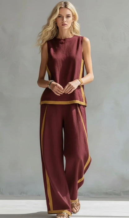 Alveria - Elegante Completo in Cotone e Lino