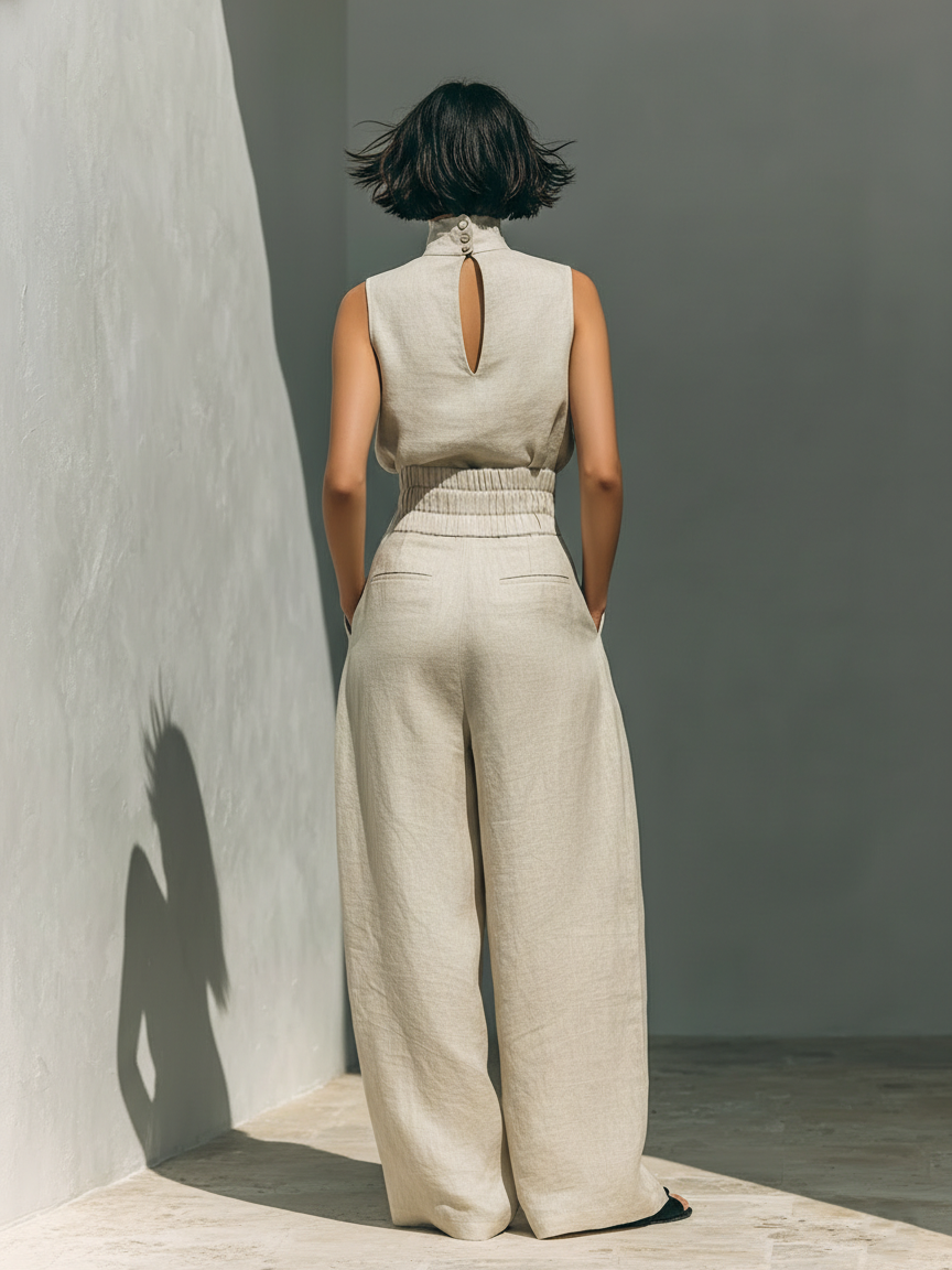 Marieta - Elegante Completo in Lino e Cotone