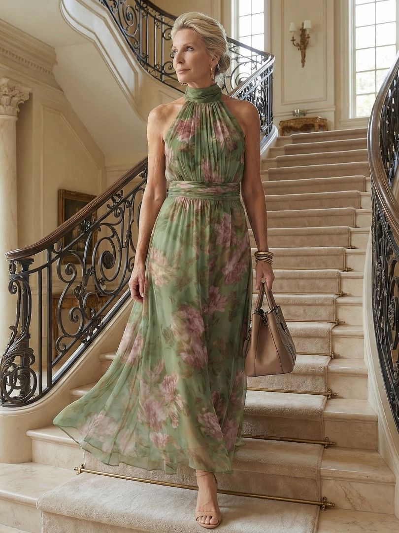 Mirelle - Leggero Abito Midi con Scollo All'Americana