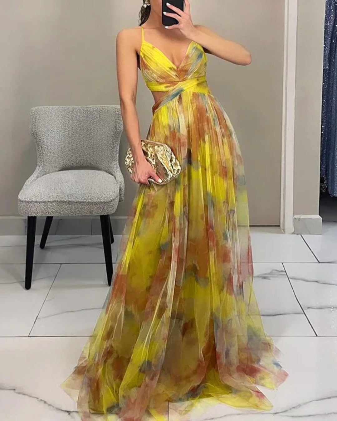 Alveria Milano| Incantevole Maxi Dress con Stampa Floreale